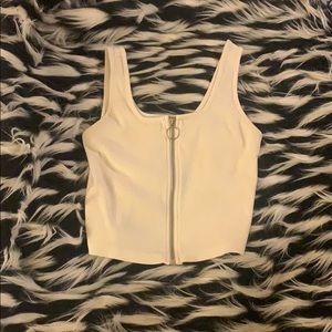 White zipper tank top